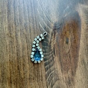 Beautiful Sterling Silver Pendant Blue And Clear Stones